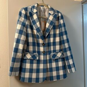 Pearl by Lela Rose woven gingham two button blazer.